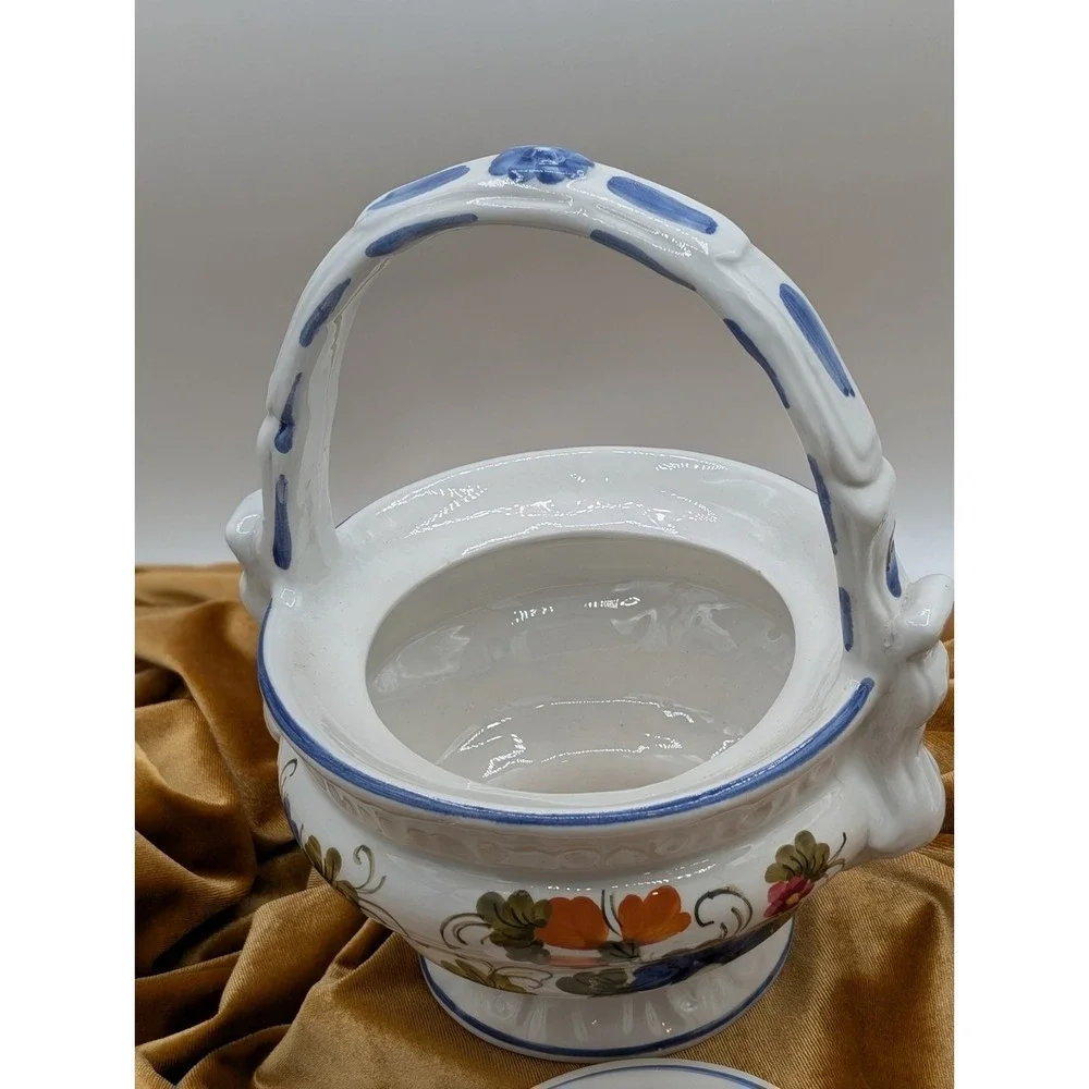 Maioliche Deruta Italy Hand Painted Ceramic Garlic & Onion Keeper JarVintage
